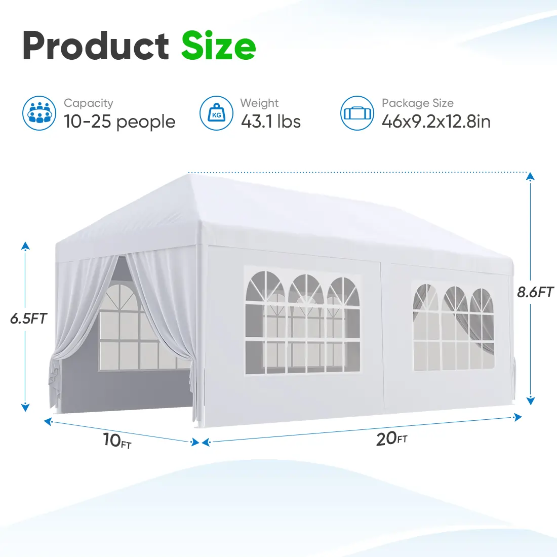 10x20 White Tent- Rental